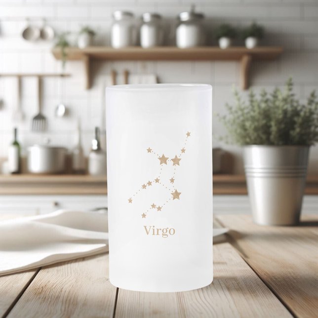 Modern Zodiac Sign Gold Virgo | Element Earth Frosted Glass Beer Mug (Creator Uploaded)