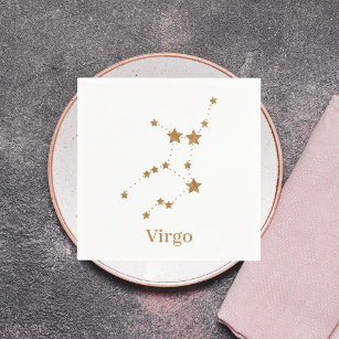 Modern Zodiac Sign Gold Virgo   Element Earth Napkin