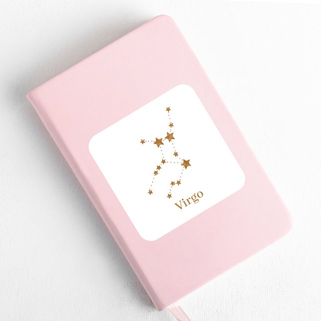Modern Zodiac Sign Gold Virgo | Element Earth Square Sticker (Creator Uploaded)