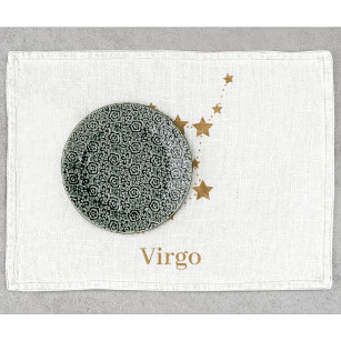Modern Zodiac Sign Gold Virgo   Element Earth Tea Towel