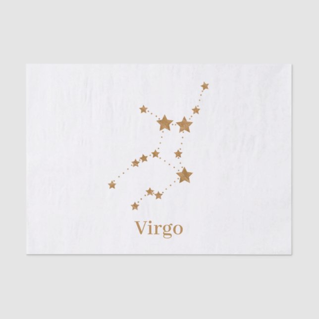 Modern Zodiac Sign Gold Virgo | Element Earth Tissue Paper (Front)