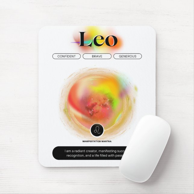 Modern Zodiac Sign Leo Quote | Element Fire Mouse Pad (With Mouse)