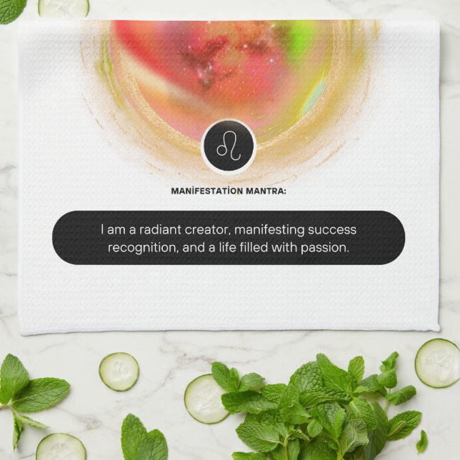 Modern Zodiac Sign Leo Quote | Element Fire Tea Towel (Folded)