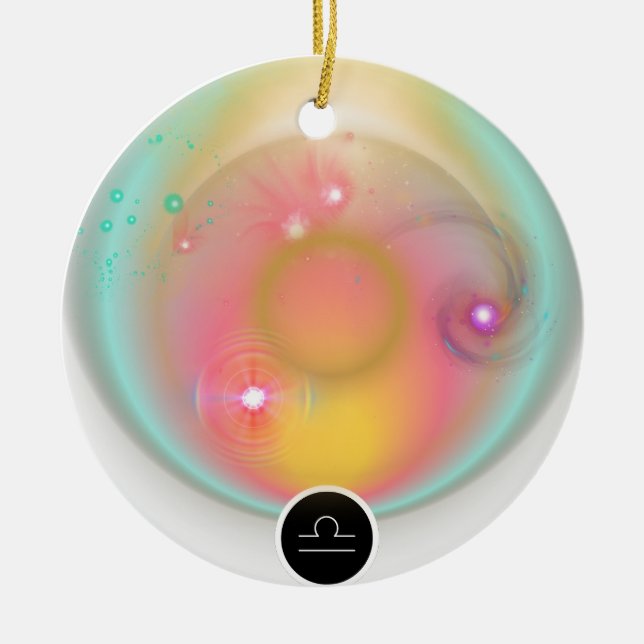 Modern Zodiac Sign Libra Quote Air Element Ceramic Tree Decoration (Front)