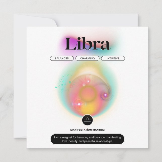Modern Zodiac Sign Libra Quote Air Element Invitation (Front)