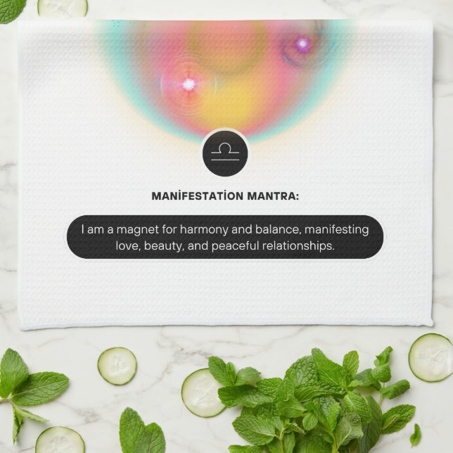 Modern Zodiac Sign Libra Quote Air Element Tea Towel (Folded)