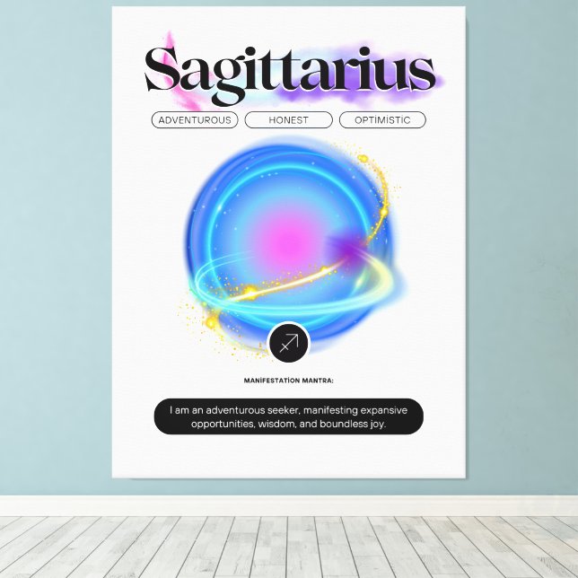 Modern Zodiac Sign Sagittarius Quote Element Fire (Insitu(Wood Floor))