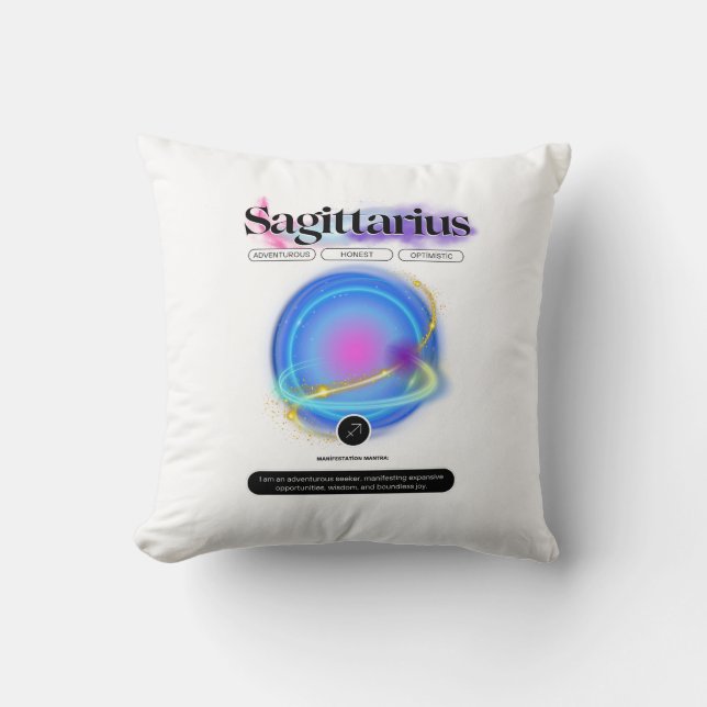 Modern Zodiac Sign Sagittarius Quote Element Fire Cushion (Front)