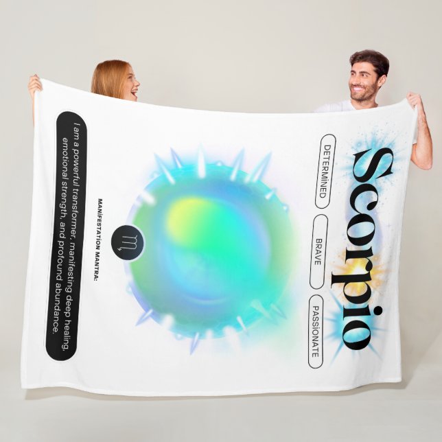 Modern Zodiac Sign Scorpio Quote Water Element Fleece Blanket (In Situ)