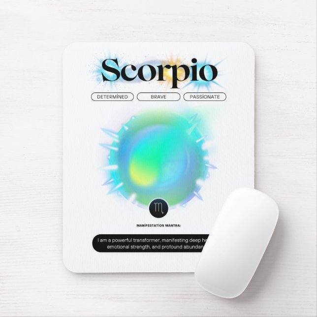 Modern Zodiac Sign Scorpio Quote Water Element Mouse Pad (With Mouse)