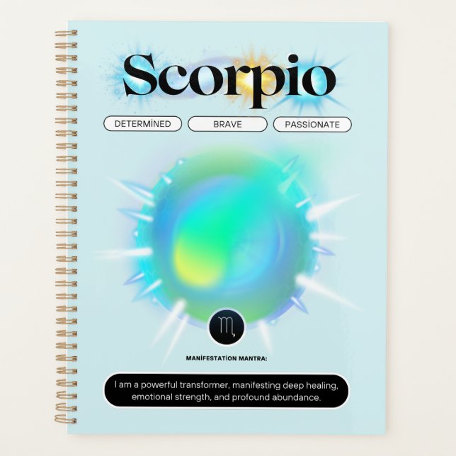 Modern Zodiac Sign Scorpio Quote Water Element Planner (Front)