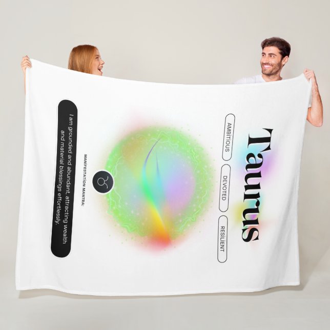 Modern Zodiac Sign Taurus Quote Earth Element Fleece Blanket (In Situ)