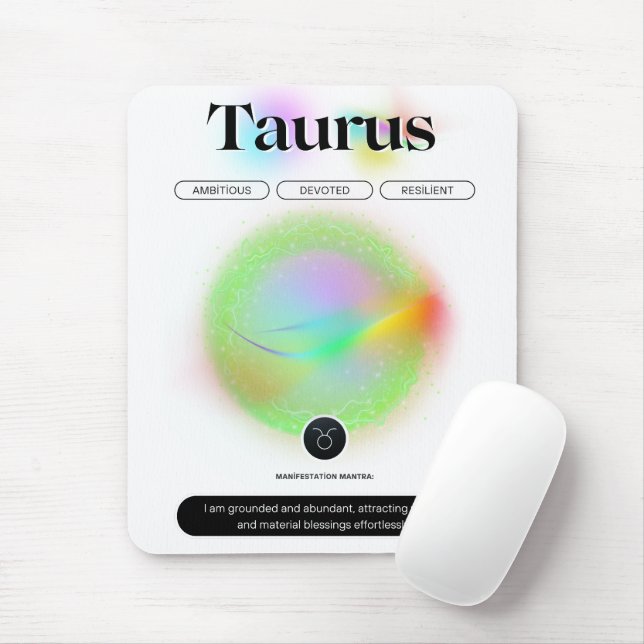 Modern Zodiac Sign Taurus Quote Earth Element Mouse Pad (With Mouse)