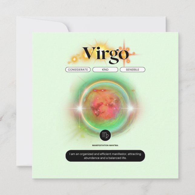Modern Zodiac Sign Virgo Quote Earth Element Invitation (Front)