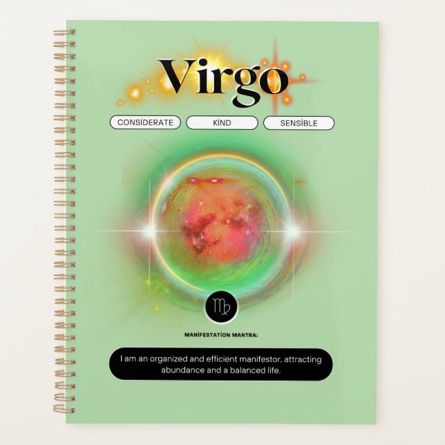 Modern Zodiac Sign Virgo Quote Earth Element Planner (Front)