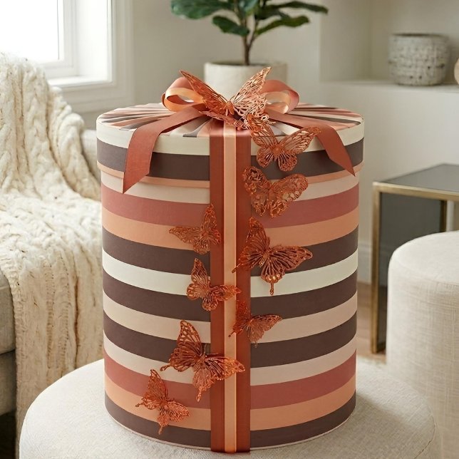 Moderna Linear | Terracotta & Apricot Wrapping Paper (Lifestyle Shot)