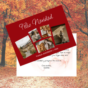 Moderna Postal Navideña con Collage de Fotos Holiday Card