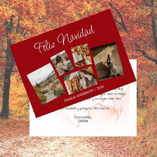 Moderna Postal Navideña con Collage de Fotos Holiday Card