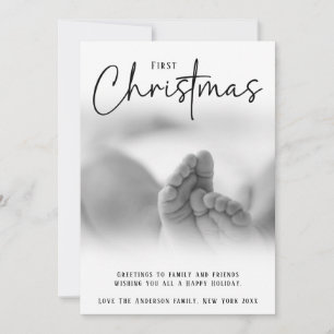 ModernDreamy gradient First Christmas Custom photo Holiday Card