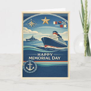 Moderne Blue Nautical Memorial Day Card