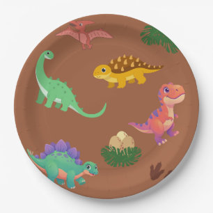 Moderne Dinosaurus Borden met Patroon - Paper Plate