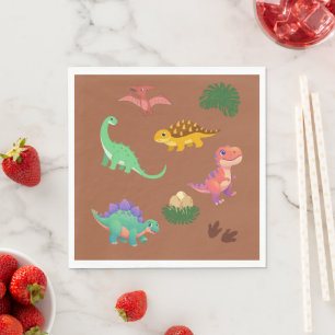 Moderne Dinosaurus Servetten – T-Rex & Vrienden - Napkin