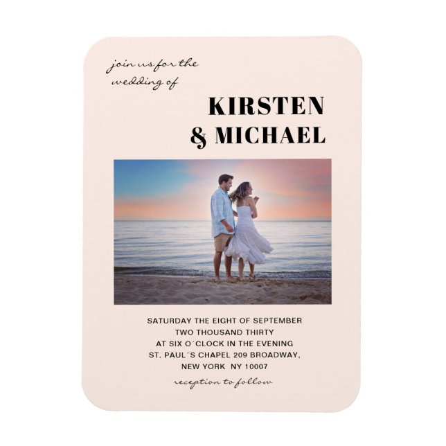Moderne Foto Hochzeitskarte  Einladung Magnet (Vertical)