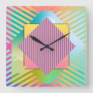Moderne Kunst Grafik-Design 1 Formen Linien Farben Square Wall Clock