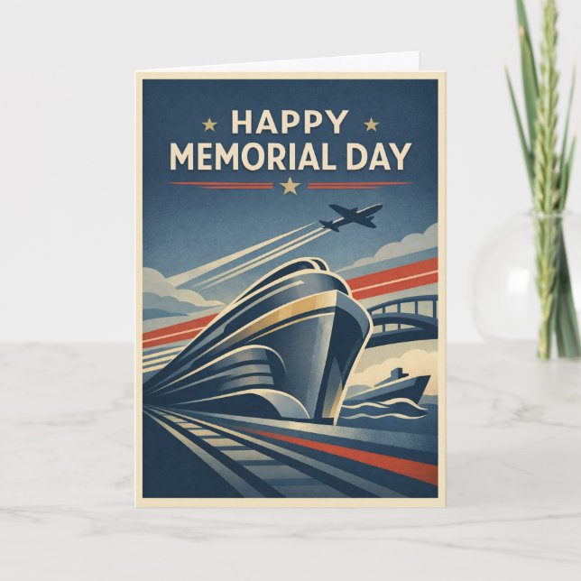 Moderne Transportation Tribute Memorial Day  Card (Front)