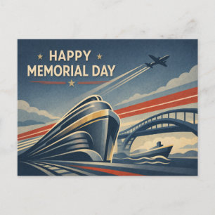Moderne Transportation Tribute Memorial Day  Holiday Postcard