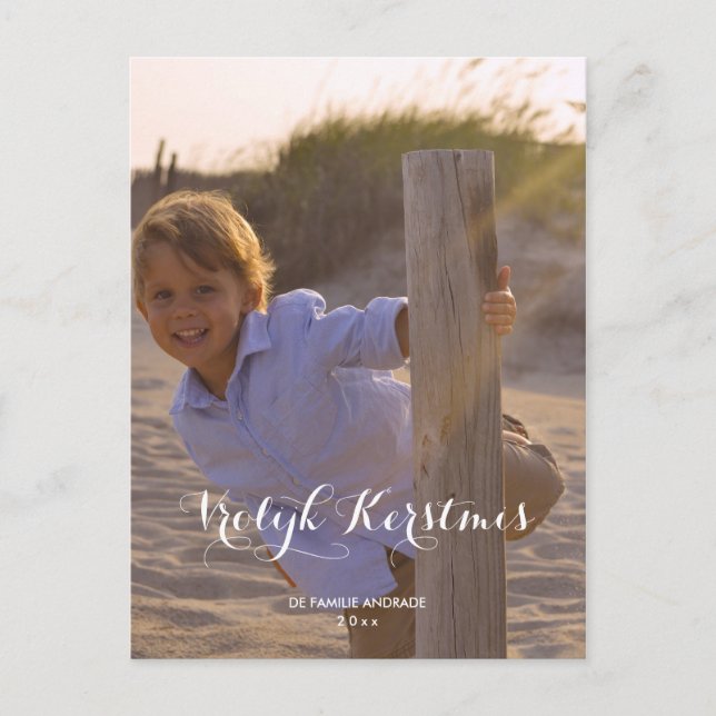 Moderne Vrolijk Kerstmis Foto Design Personaliseer Postcard (Front)