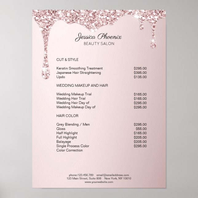 Moderner Glamor Rosa Glitzer sinkt  Poster (Front)