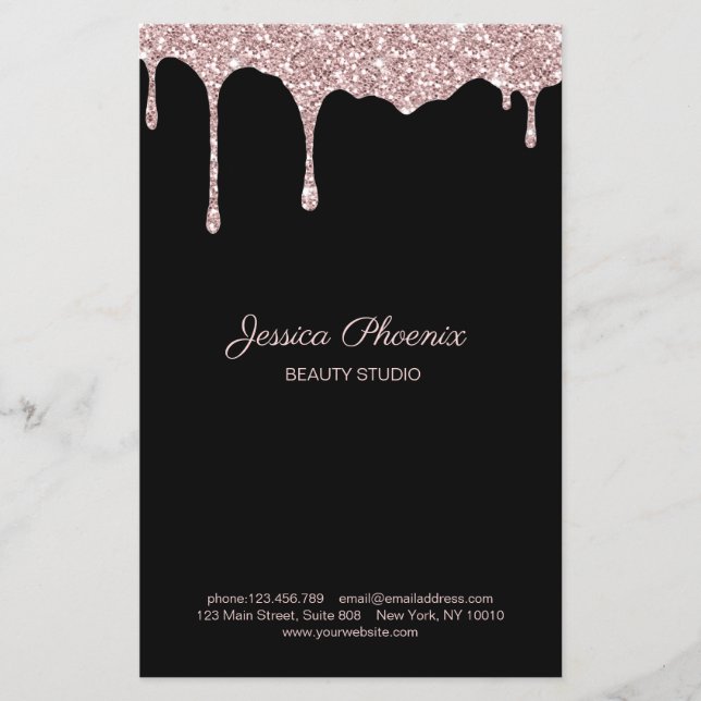 Moderner Glamour  Rosa Schwarz Glitter Flyer (Front)