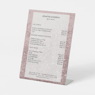 Moderner Rosa Glitzer Salon Price Sockelschild Pedestal Sign
