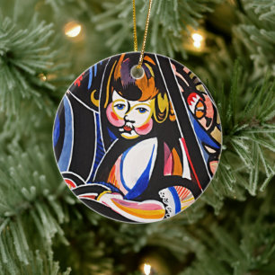 Modernist Child Art Ceramic Ornament by Sayen