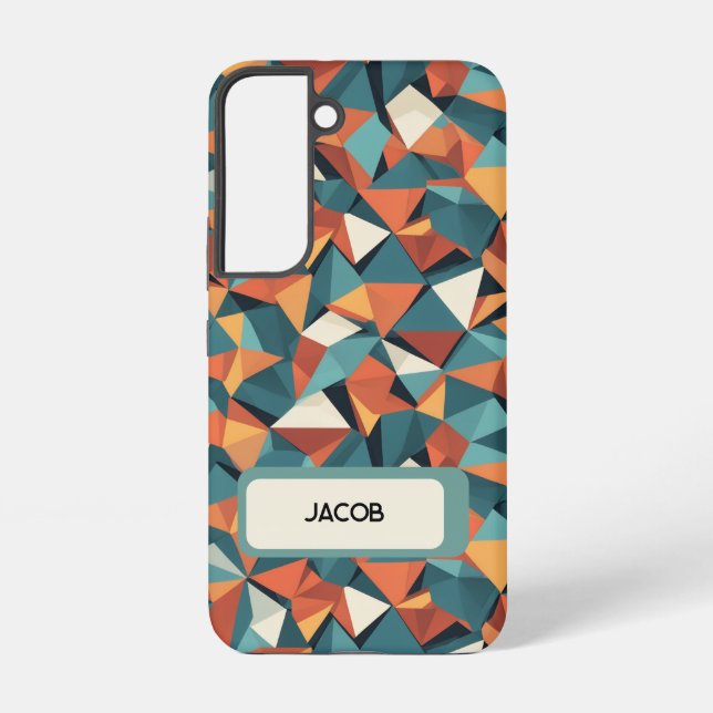 Modernist Facets | Prism Orange Teal Custom Samsung Galaxy S22 Case (Back)