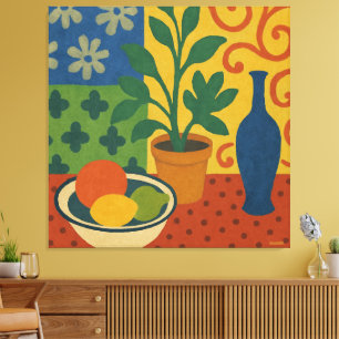 Modernist Still Life with Fruit Painting Canvas Print
