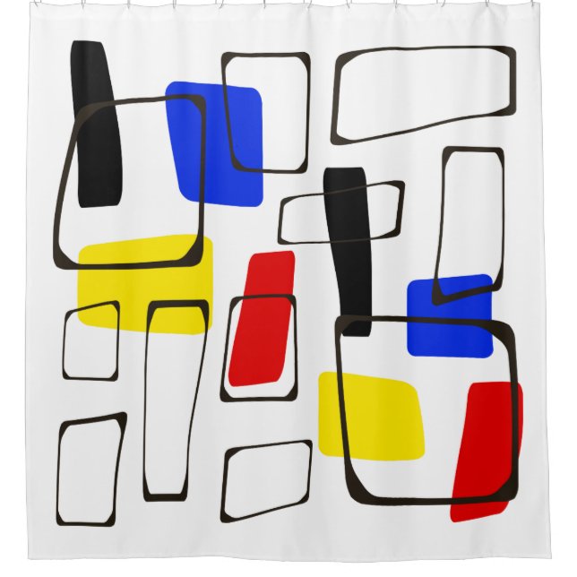 Modernist Style Art Primary Colours Shower Curtain (Front)