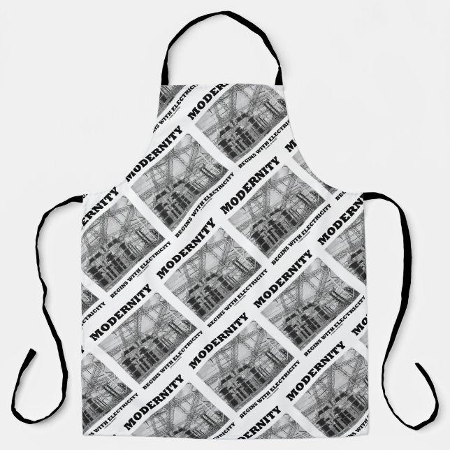 Modernity Begins With Electricity Electrical Wires Apron (Front)