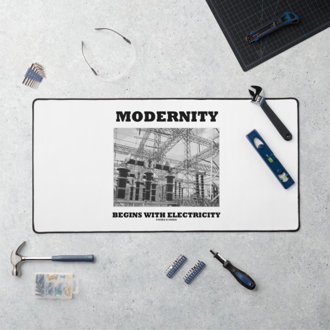 Modernity Begins With Electricity Electrical Wires Desk Mat (Workstation)
