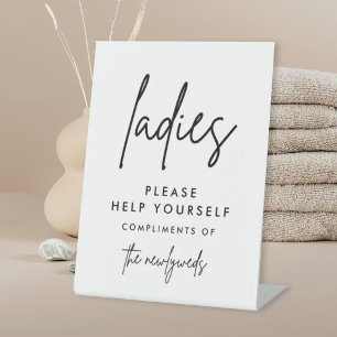 ModernLadies Wedding Bathroom Basket Sign
