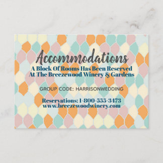 Modernly Retro | Wedding Hotel Accommodation Card