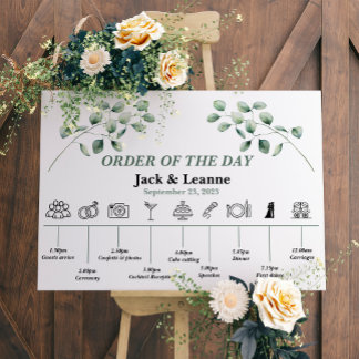 ModernWedding order of the day, eucalyptus branch Poster