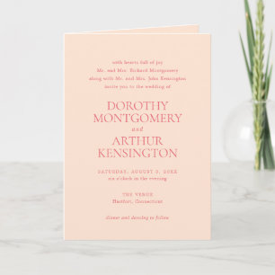 Moderrn Peach QR Code Elegant Wedding Invitation