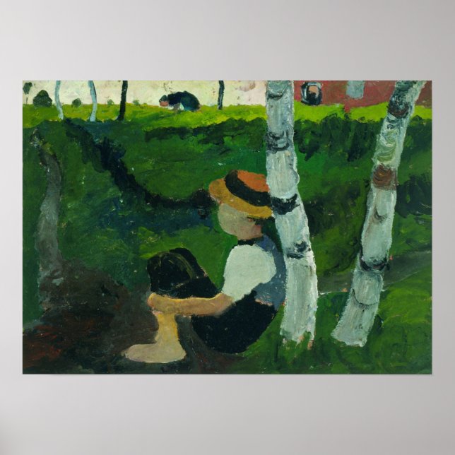 Modersohn-Becker - Boy On The Path Under Birch Tre Poster (Front)