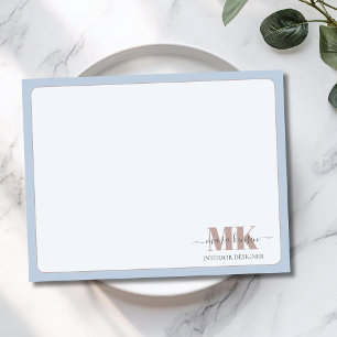Modert Mocha Mousse Monogram Dusty Blue Card