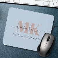 Modert Mocha Mousse Monogram Dusty Blue
