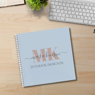 Modert Mocha Mousse Monogram Dusty Blue Notebook