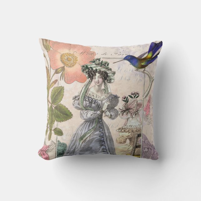 Modes de Paris Biedermeier Ladies in Hats Cushion (Front)