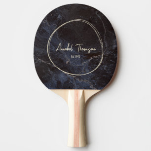 Modest Dark Stone Name in Drawn Circle  Ping Pong Paddle